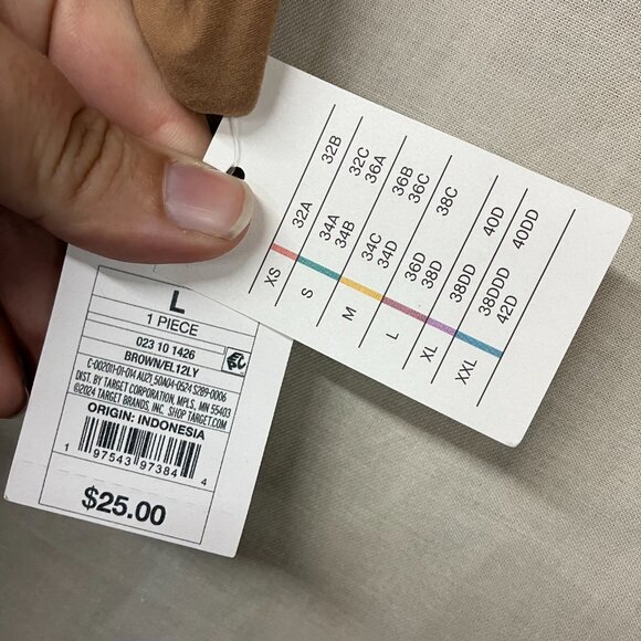 Auden Women's L Brown 4-Way Stretch Cami Bodysuit Adjustable Straps Scoop Neck - Picture 7 of 12